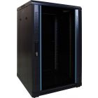 18 HE 19” Serverschrank, mit Glastür (BxTxH) 600 x 600 x 1000mm