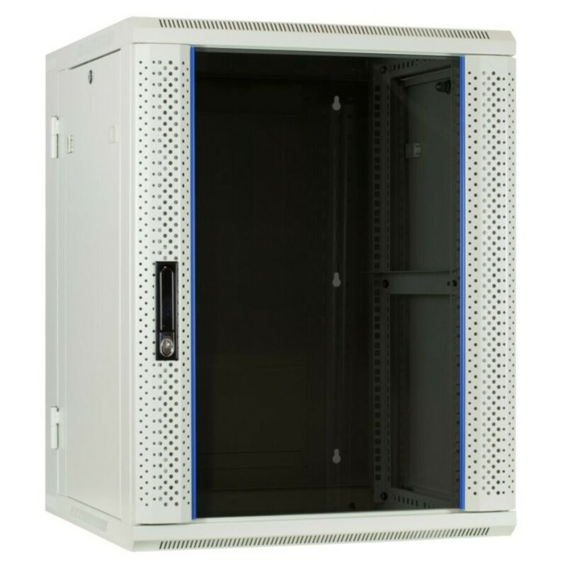 22 HE Serverschrank, wendbares Wandgehäuse mit Glastür (BxTxH) 600 x 600 x 1200mm