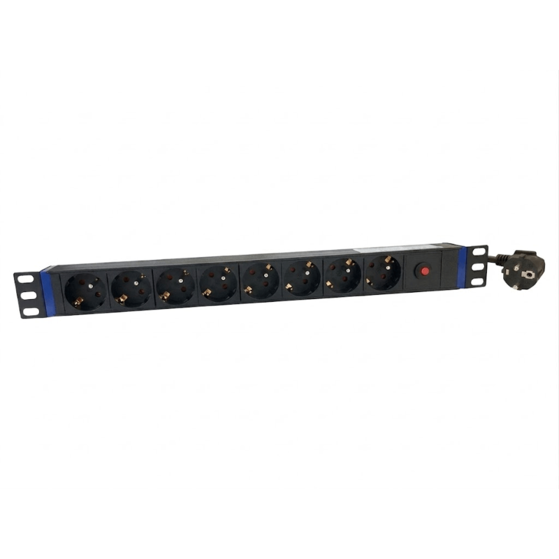 19" Steckdosenleiste - 8-fach - Master Overload mit Erdungsstift