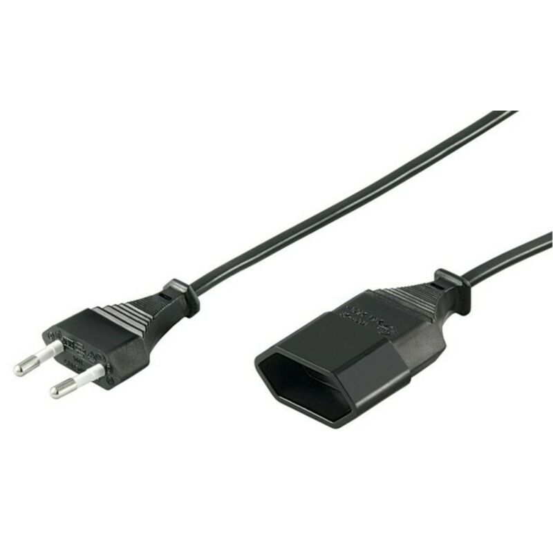 Stromkabel mit Eurostecker und Eurobuchse – Schwarz - 5 Meter