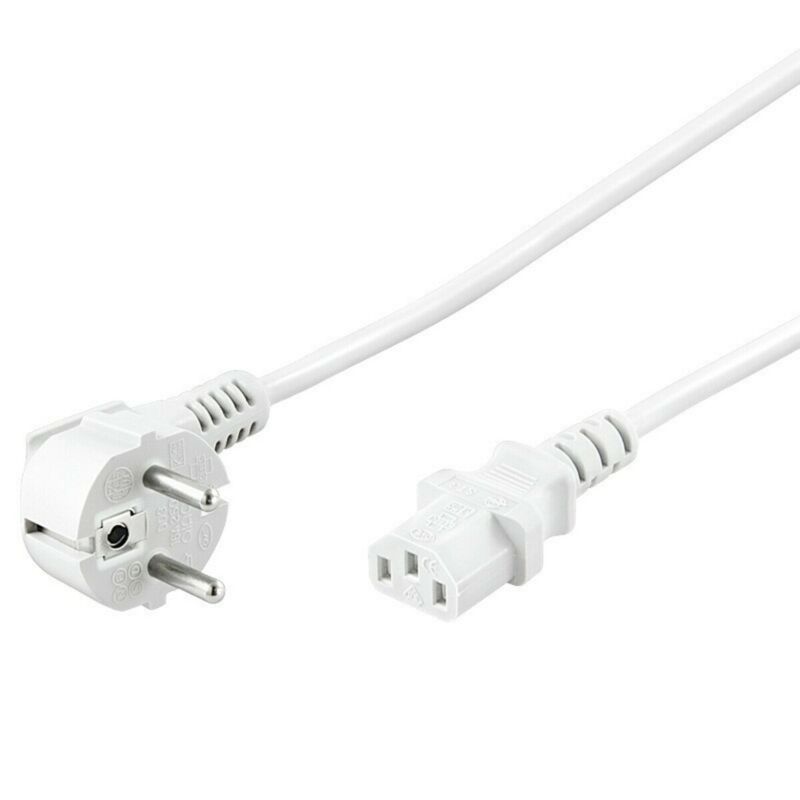 Netzkabel mit Schukostecker – C13-Kupplung – Weiß – 2 Meter