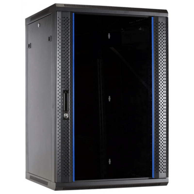 27 HE Serverschrank, Wandgehäuse mit Glastür (BxTxH) 600 x 600 x 1400mm 