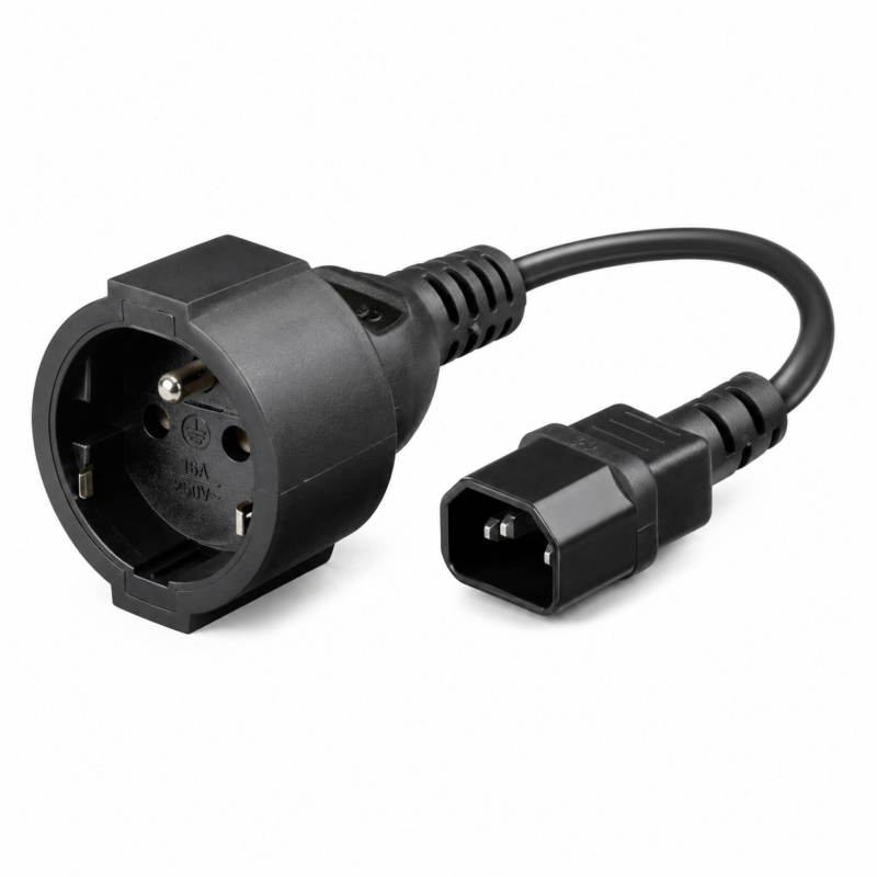 Stromkabel AC-Stecker auf C14 Typ E 0,15 m Adapter – Schutzkontakt