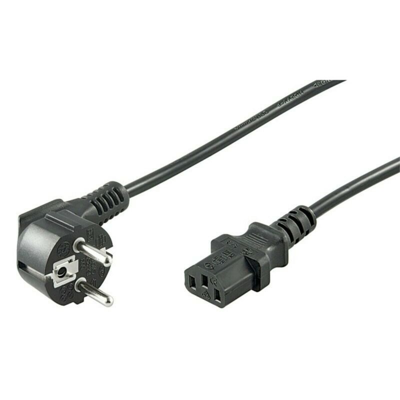 Netzkabel mit gewinkeltem Schukostecker – C13-Kupplung – Schwarz – 2 Meter