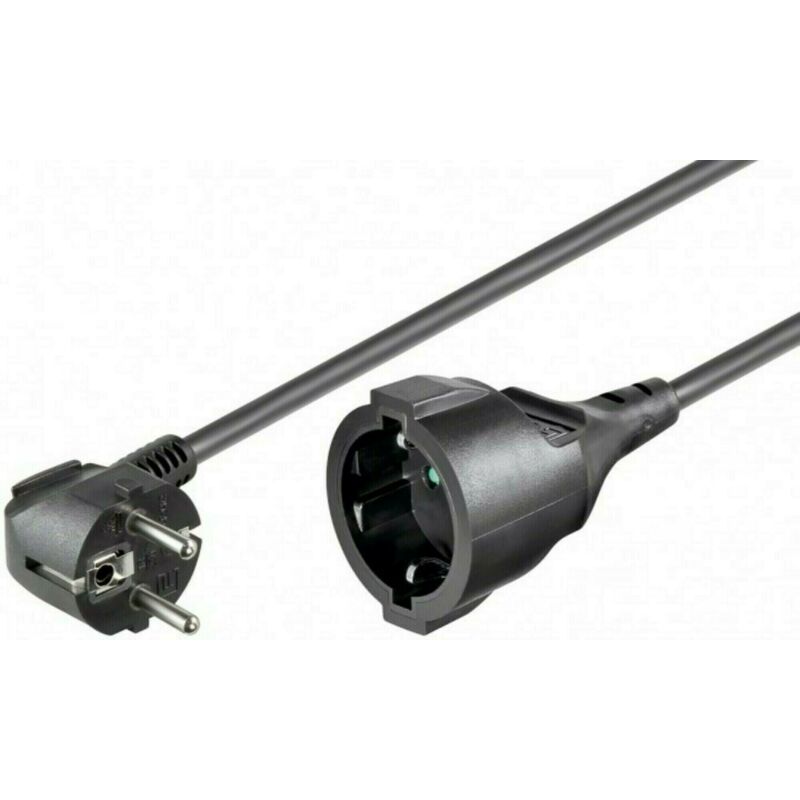 Stromkabel mit Schukostecker und Schukobuchse – Schwarz – 3 Meter