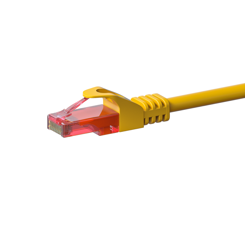 CAT6 Netzwerkkabel, U/UTP, 0,25 Meter, Gelb, 100% Kupfer