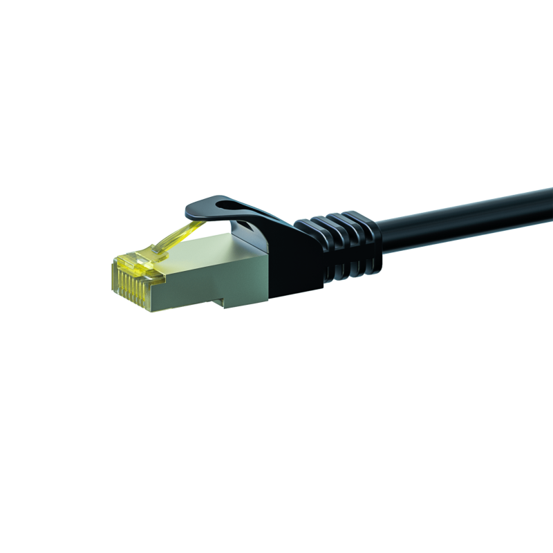 RJ45 Netzwerkkabel S/FTP (PiMF), mit CAT 7 Rohkabel, Schwarz, 7,50m