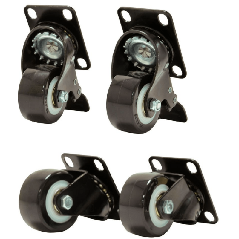 4 Stück Rollen für alle Serverschränke, 2 x Schwenk und 2 x mit Bremse