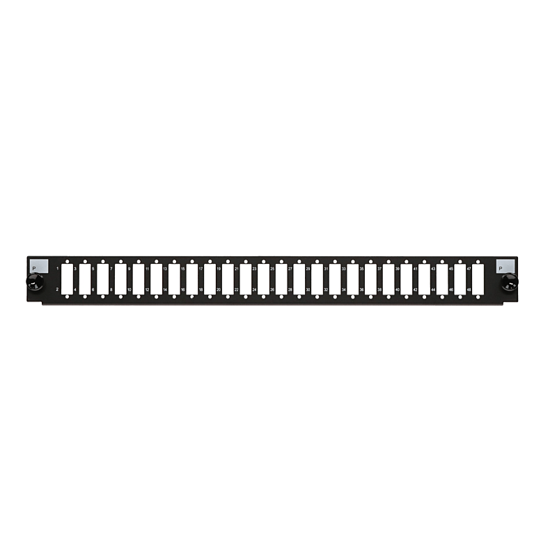 Frontplatte LC/SC 24-Port schwarz Quad/Duplex, geeignet für universelle Glasfaserablage