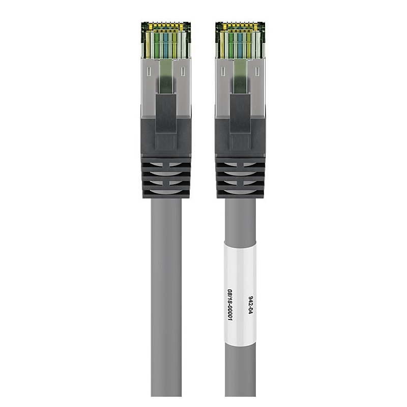 RJ45 Netzwerkkabel S/FTP (PiMF), mit CAT 8 Rohkabel, Grau, 5m