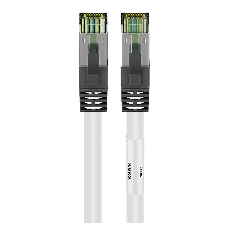 RJ45 Netzwerkkabel S/FTP (PiMF), mit CAT 8 Rohkabel, Weiß, 1m