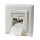 Dose Unterputz Cat. 6/ Class E zweifach, geschirmt, 2 x RJ45 Elfenbein