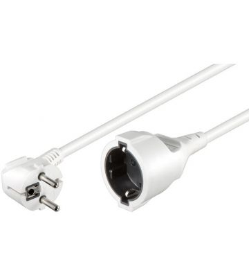 Stromkabel mit Schuko Stecker und Busche – Weiß – 10 Meter - Verlängerung