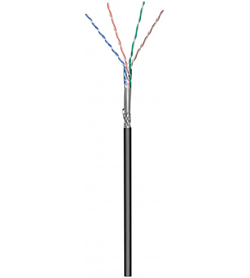 CAT6 Outdoor Netzwerkkabel, SF/UTP, AWG 23/1 (Starrleiter), 100 Meter, Schwarz, CCA