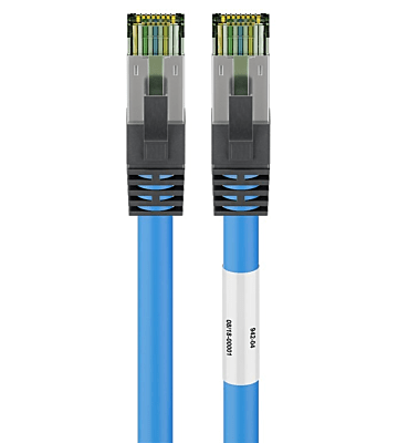RJ45 Netzwerkkabel S/FTP (PiMF), mit CAT 8 Rohkabel, Blau, 1m