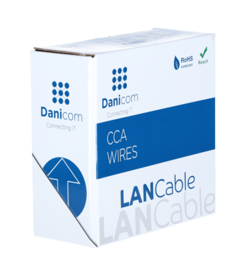 CAT5e Netzwerkkabel, U/UTP, AWG 24/1 (Starrleiter), 100 Meter, Grau, CCA