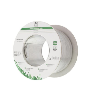 Alfaco Cat5e U/UTP-Kabel auf Rolle starrleiter 100 m grau LSZH – (Eca)