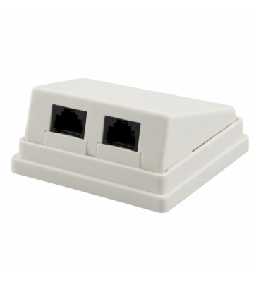 Dose Aufputz Cat. 5/ Class E zweifach, ungeschirmt, 2 x RJ45, Elfenbein