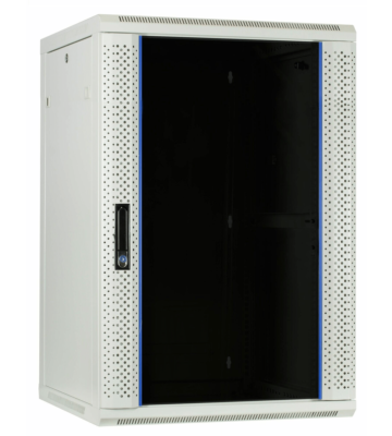 22 HE Serverschrank, Wandgehäuse mit Glastür (BxTxH) 600 x 600 x 1200mm weiß 