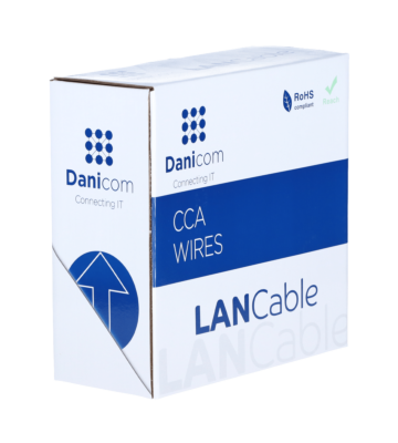 CAT5e Netzwerkkabel, U/UTP, AWG 26/7 (Flexibel), 100 Meter, Grau, CCA
