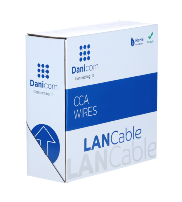 CAT5e Netzwerkkabel, F/UTP, AWG 24/1 (Starrleiter), 100 Meter, Grau, CCA