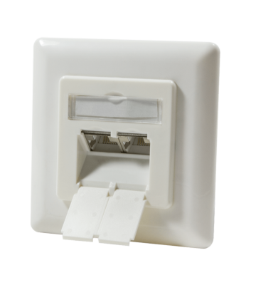 Dose Unterputz Cat. 6a/ Class E zweifach, geschirmt, 2 x RJ45 Elfenbein