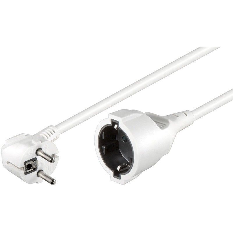Stromkabel mit Schuko Stecker und Busche – Weiß – 3 Meter - Verlängerung