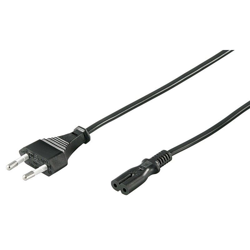 Stromkabel mit Eurostecker und Gerätebuchse C7 – Schwarz - 3 Meter