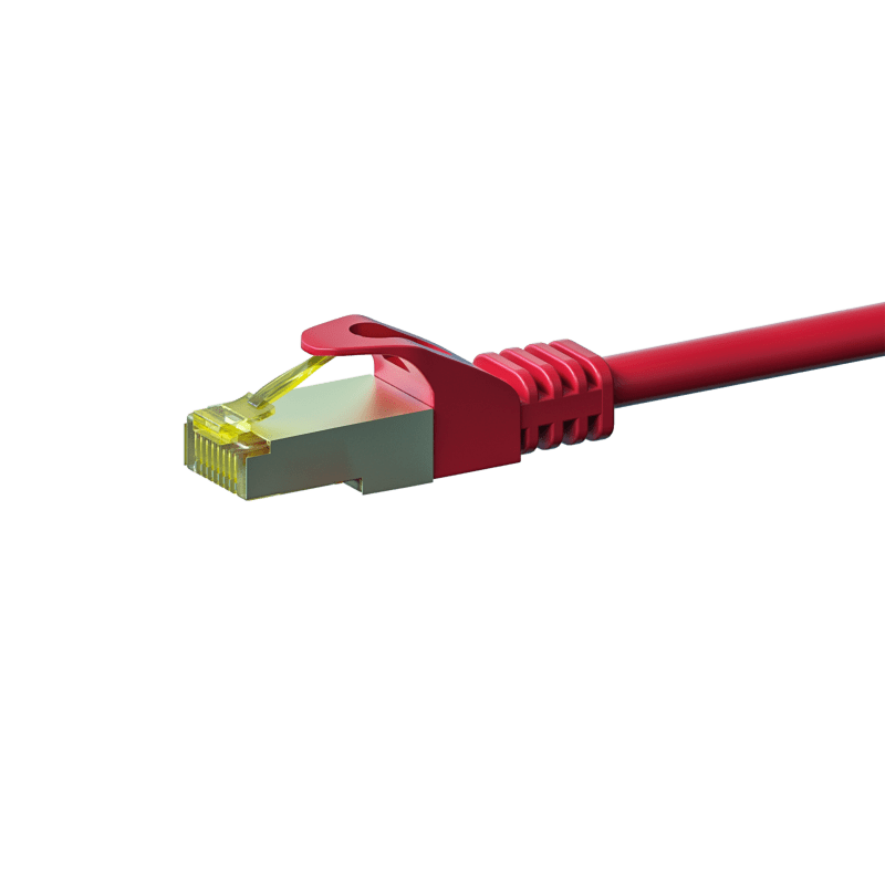 RJ45 Netzwerkkabel S/FTP (PiMF), mit CAT 7 Rohkabel, Rot, 2m