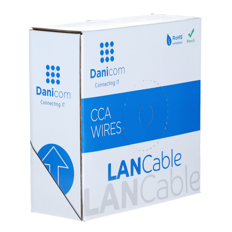 CAT6 Netzwerkkabel, SF/UTP, AWG 23/1 (Starrleiter), 100 Meter, Grau, CCA