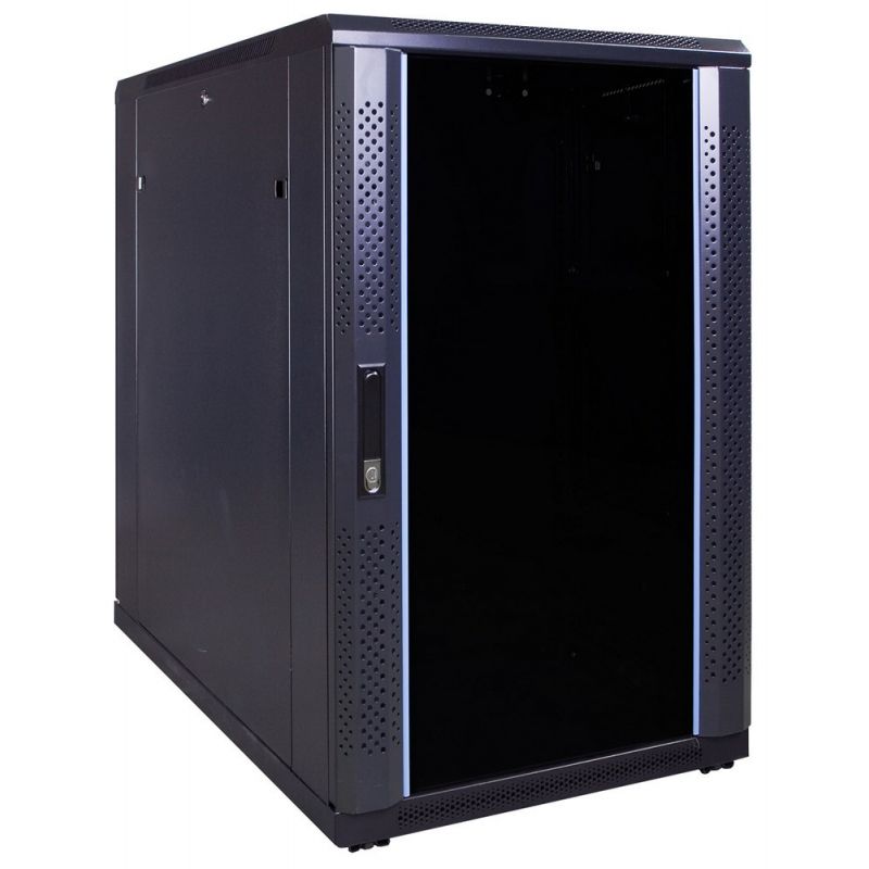 18 HE 19” Serverschrank, mit Glastür (BxTxH) 600 x 1000 x 1000mm