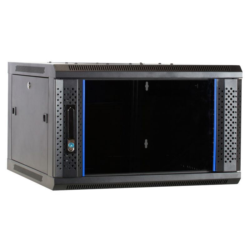 6 HE Serverschrank, Wandgehäuse, mit Glastür, nicht vormontiert (BxTxH) 600 x 600 x 368mm