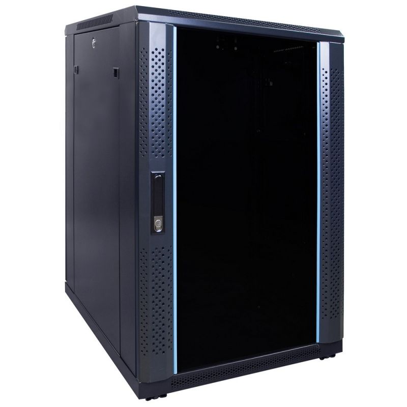18 HE 19” Serverschrank, mit Glastür (BxTxH) 600 x 800 x 1000mm