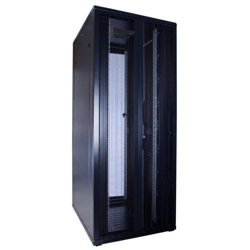 42 HE 19” Serverschrank, mit perforierten Doppelflügeltüren vorne und hinten (BxTxH) 800 x 1200 x 2000mm 