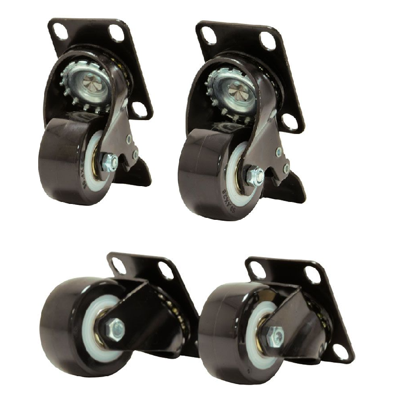 4 Stück Rollen für alle Serverschränke, 2 x Schwenk und 2 x mit Bremse