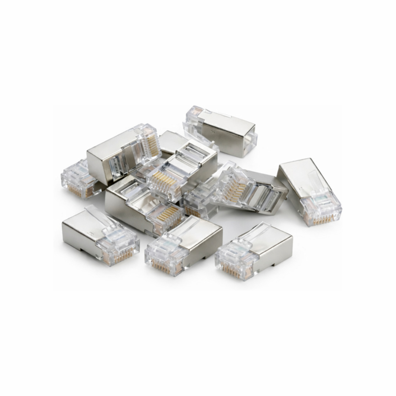 DANICOM FTP RJ45 CAT5e Pass Through Netzwerkstecker - für flexible und starrleiter Kabel 10 Stück