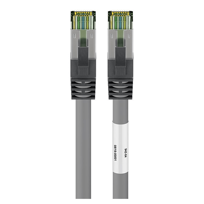 RJ45 Netzwerkkabel S/FTP (PiMF), mit CAT 8 Rohkabel, Grau, 3m